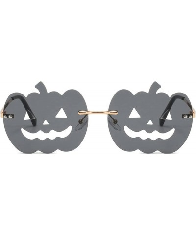 Fashion Pumpkin Shaped Sunglasses for Women cute Funny Rimless Halloween rave glasses Party Festival Eyewear Grey $10.03 Rimless