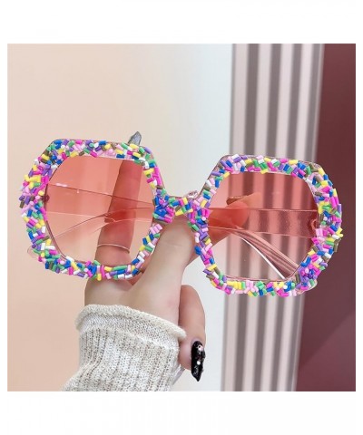 Square Crystal polygon Sunglasses for Women Oversized Rhinestone Sun Glasses polygon Bling Party Sunglasses 3pcs-black&brown&...