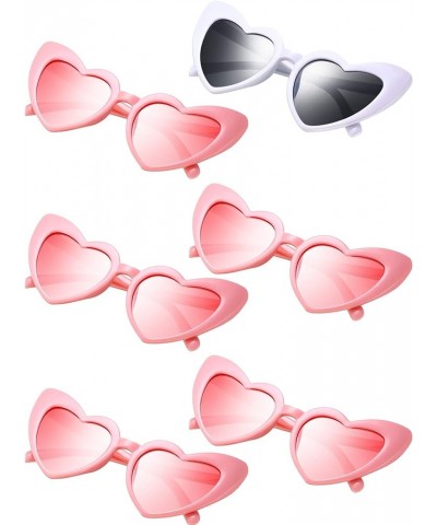 6 Pairs Heart Shaped Sunglasses Cat Eye Sunglasses Vintage Heart Glasses for Wedding Costume Party White, Gray, Pink $10.25 A...