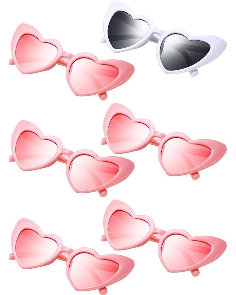 6 Pairs Heart Shaped Sunglasses Cat Eye Sunglasses Vintage Heart Glasses for Wedding Costume Party White, Gray, Pink $10.25 A...