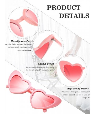 6 Pairs Heart Shaped Sunglasses Cat Eye Sunglasses Vintage Heart Glasses for Wedding Costume Party White, Gray, Pink $10.25 A...