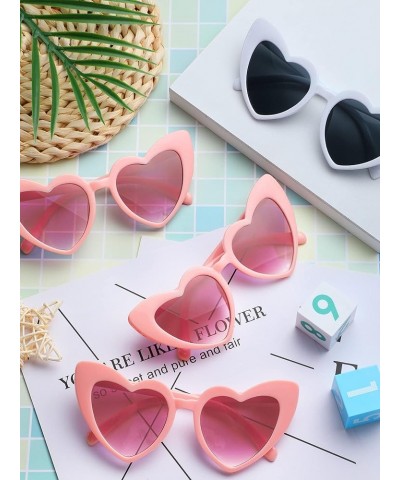 6 Pairs Heart Shaped Sunglasses Cat Eye Sunglasses Vintage Heart Glasses for Wedding Costume Party White, Gray, Pink $10.25 A...