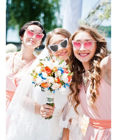 6 Pairs Heart Shaped Sunglasses Cat Eye Sunglasses Vintage Heart Glasses for Wedding Costume Party White, Gray, Pink $10.25 A...