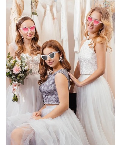 6 Pairs Heart Shaped Sunglasses Cat Eye Sunglasses Vintage Heart Glasses for Wedding Costume Party White, Gray, Pink $10.25 A...