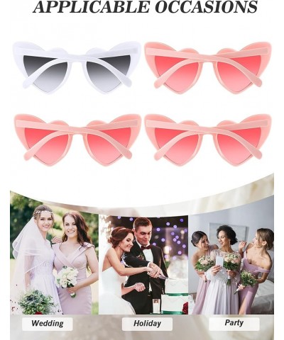 6 Pairs Heart Shaped Sunglasses Cat Eye Sunglasses Vintage Heart Glasses for Wedding Costume Party White, Gray, Pink $10.25 A...