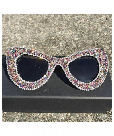 Diamond cat eye Sparkling Sunglasses Women Fashion Butterfly Rhinestones Female Bling Party Shade Sun Glasses White Colorful+...