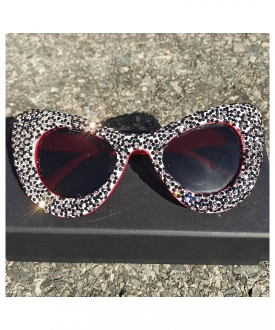 Diamond cat eye Sparkling Sunglasses Women Fashion Butterfly Rhinestones Female Bling Party Shade Sun Glasses White Colorful+...