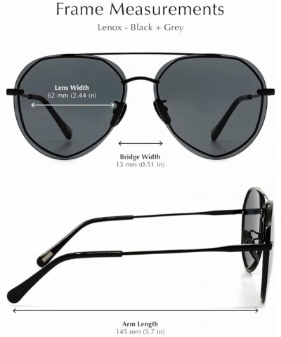 Lenox Designer Oversized Aviator Sunglasses for Women UV400 Protection Protection, Black Stainless Steel Frames Black + Purpl...