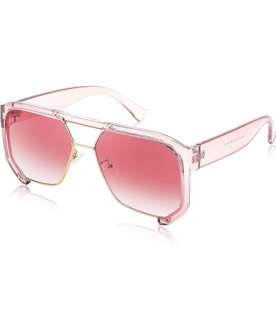 Men Women Sunglasses Aviator, Square 70s Frame, Vintage Retro Trendy UV400 Sun Glasses B2398 Barbie Pink Frame Gradient Pink ...