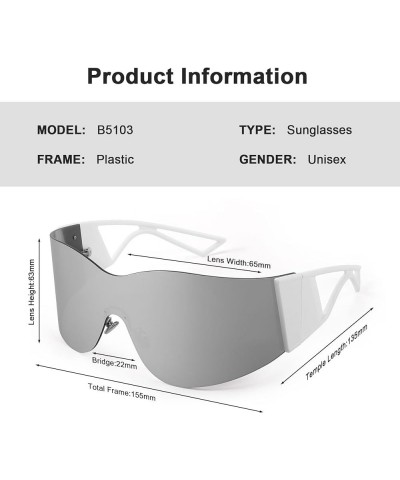 Vision Oversized Futuristic Sunglasses,Wrap Around Shield Fashion Shades,Y2k Fashion Trendy Rimless Sun Glasses C8 $11.96 Rim...