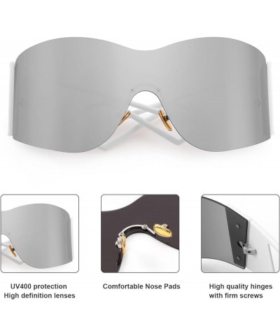 Vision Oversized Futuristic Sunglasses,Wrap Around Shield Fashion Shades,Y2k Fashion Trendy Rimless Sun Glasses C8 $11.96 Rim...