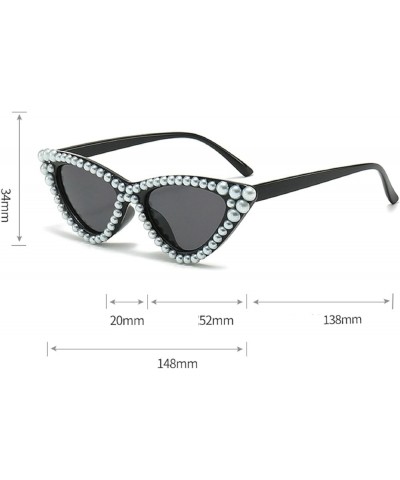 Shiny Pearl Cat Eye Sunglasses For Women Vintage Fashion Luxury Rhinestone Sun Glasses Female Elegant Party Shades Pink $10.4...