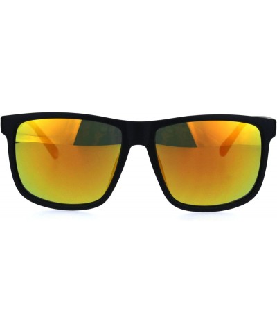 Mirrored Lens Gangster Oversized Rectangular Horned Sunglasses Orange Mirror $7.11 Oversized