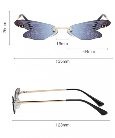 Rimless Dragonfly Wing Fashion Sunglasses Women Vintage Gradient Pink Lens Eyewear Men Cat Eye Sun Glasses Gradient Pink $10....