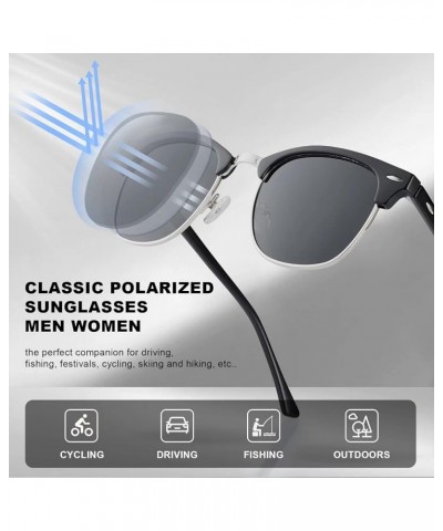 Sunglasses Men/Mens Polarized Sunglasses for Men Women,Classic Semi-Rimless Sun Glasses Grey $7.01 Designer