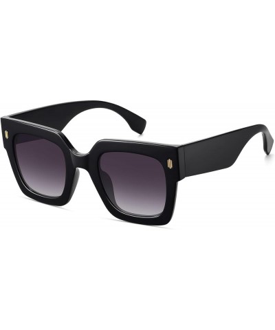 Retro Square Sunglasses for Women Men Trendy Oversized Sunnies Big Shades (2151)black / Gradient Gray $9.03 Oversized