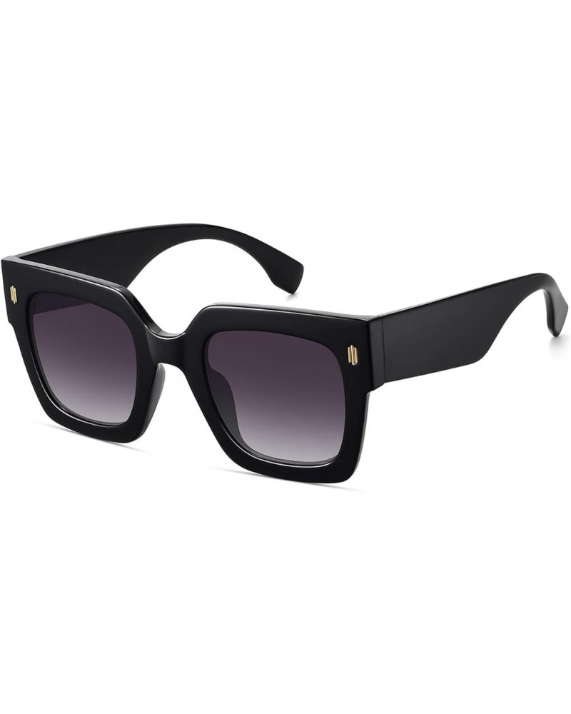 Retro Square Sunglasses for Women Men Trendy Oversized Sunnies Big Shades (2151)black / Gradient Gray $9.03 Oversized