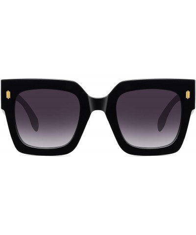 Retro Square Sunglasses for Women Men Trendy Oversized Sunnies Big Shades (2151)black / Gradient Gray $9.03 Oversized