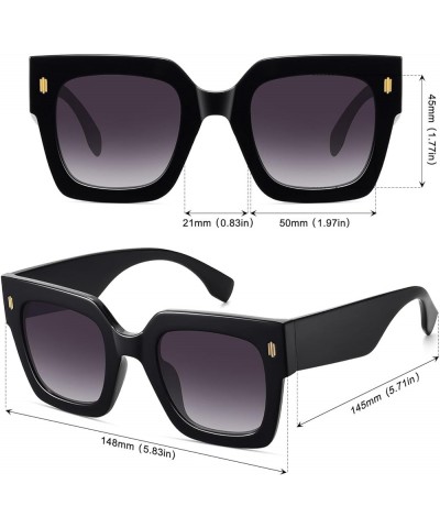 Retro Square Sunglasses for Women Men Trendy Oversized Sunnies Big Shades (2151)black / Gradient Gray $9.03 Oversized