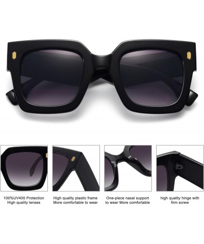 Retro Square Sunglasses for Women Men Trendy Oversized Sunnies Big Shades (2151)black / Gradient Gray $9.03 Oversized