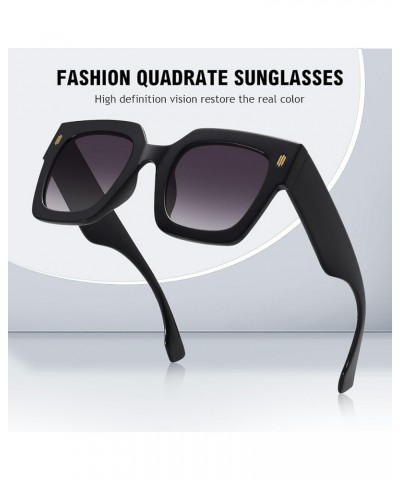 Retro Square Sunglasses for Women Men Trendy Oversized Sunnies Big Shades (2151)black / Gradient Gray $9.03 Oversized