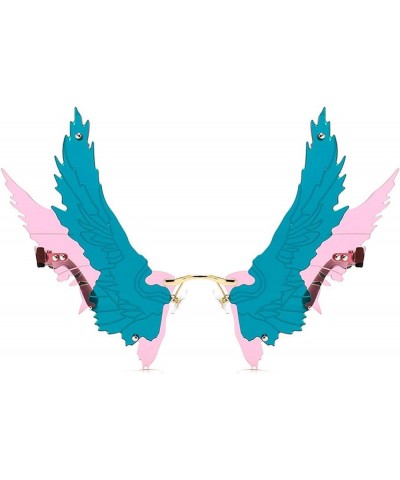 Rimless Butterfly Wing Sunglasses Women Oversized Clear Ocean Lens Eyewear Men Pink Yellow Sun Glasses UV400 Blue&pink $9.71 ...