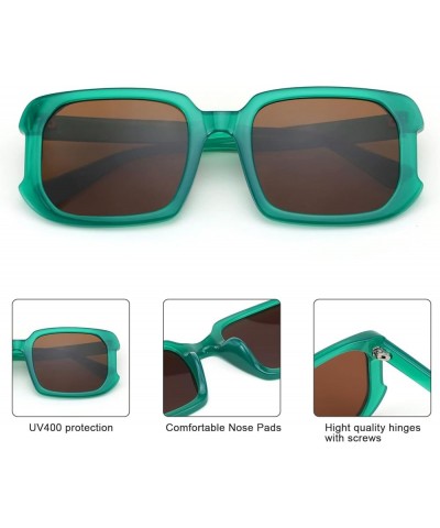 Rectangle Sunglasses for Women Men Trendy Retro Fashion Sunglasses UV 400 Square Fram K7134 004 Brown $8.40 Rectangular