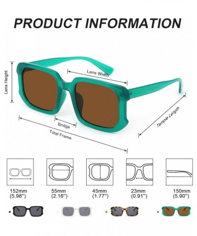 Rectangle Sunglasses for Women Men Trendy Retro Fashion Sunglasses UV 400 Square Fram K7134 004 Brown $8.40 Rectangular