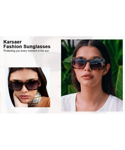 Rectangle Sunglasses for Women Men Trendy Retro Fashion Sunglasses UV 400 Square Fram K7134 004 Brown $8.40 Rectangular