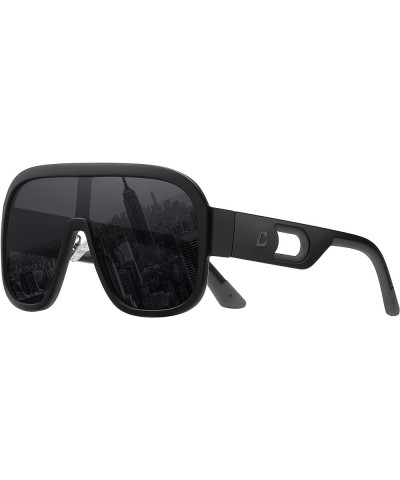 Sunglasses Polarized UV Protection with Flexible Lightweight Frame Oversize Shield Sunglasses for Men Women Black $11.05 Aviator