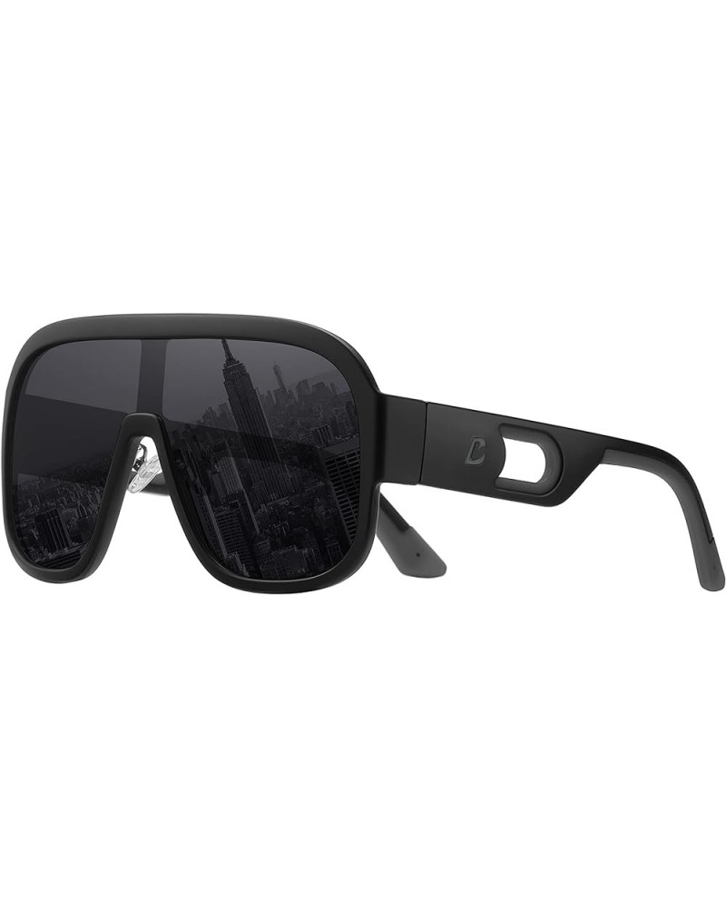 Sunglasses Polarized UV Protection with Flexible Lightweight Frame Oversize Shield Sunglasses for Men Women Black $11.05 Aviator