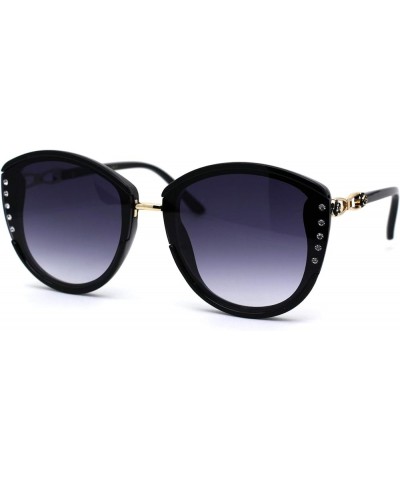 Womens Sparkling Rhinestone Trim Butterfly Fashion Sunglasses Black Gold Smoke $9.15 Butterfly