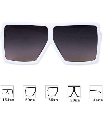 1720 Womens Square Sunglasses Trendy Sunglasses Colored Lens Sunglasses for Women 100% UV Protection White Frame Gray Brown M...