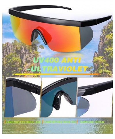 3 Pair Neon Retro Mirrored Sunglasses 80s 90s Semi Rimless Colored Lens Sunglasses for Sport Men Women Vivid Colors $9.47 Rim...