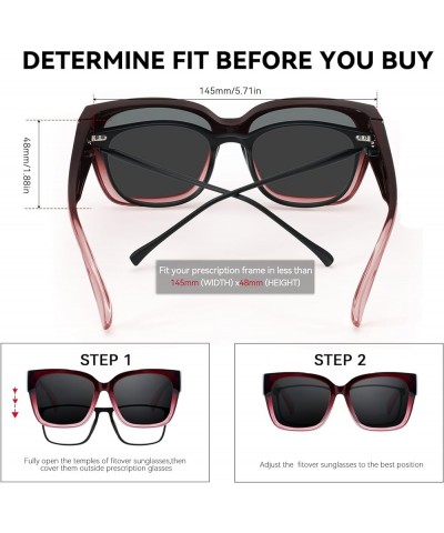 Fit Over Sunglasses for Women Men Polarized Wear Over Eyeglasses with UV400 Protection LS7511 A03 Gradient Red Pink Frame/ Bl...