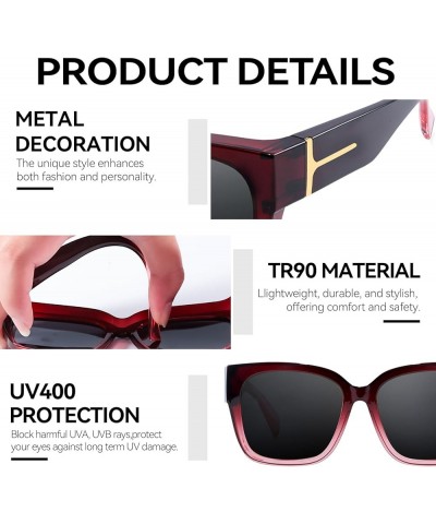 Fit Over Sunglasses for Women Men Polarized Wear Over Eyeglasses with UV400 Protection LS7511 A03 Gradient Red Pink Frame/ Bl...