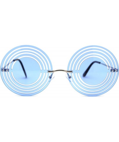 Hypnotist Circular Die Cut Hippie Round Circle Lens Sunglasses Silver Blue $11.97 Round