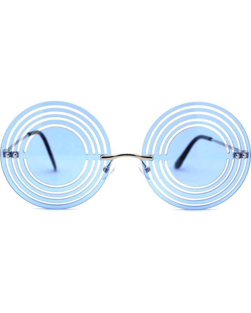 Hypnotist Circular Die Cut Hippie Round Circle Lens Sunglasses Silver Blue $11.97 Round