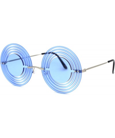 Hypnotist Circular Die Cut Hippie Round Circle Lens Sunglasses Silver Blue $11.97 Round