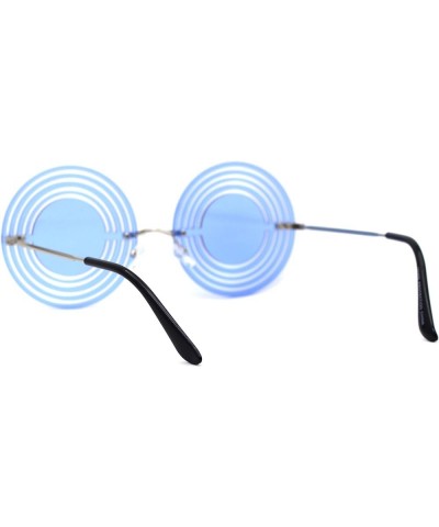 Hypnotist Circular Die Cut Hippie Round Circle Lens Sunglasses Silver Blue $11.97 Round