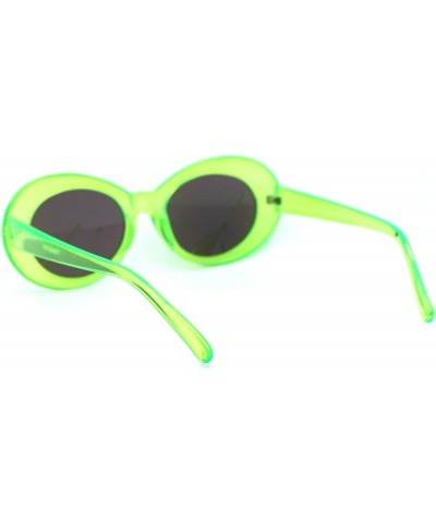 Womens Color Mirror Mod Thick Plastic Oval Round Designer Sunglasses Dark Green Teal Mirror $8.22 Designer