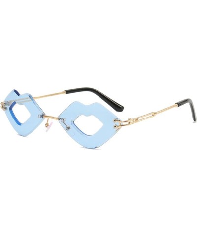 Sexy Hot lips Sunglasses Small Frame Funny party Metal Lips Sunglasses Ocean Style Sunglasses for Men Women 3pcs-black&blue&p...