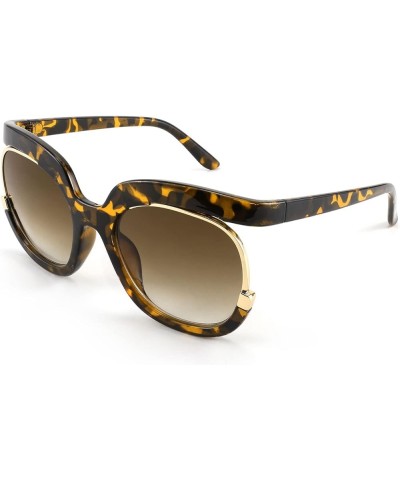 Retro Square Round Women Sunglasses Large Vintage Lady Shades B4091 Leopard $11.54 Round