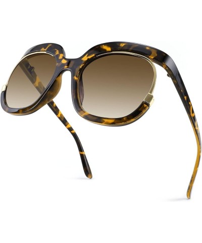 Retro Square Round Women Sunglasses Large Vintage Lady Shades B4091 Leopard $11.54 Round