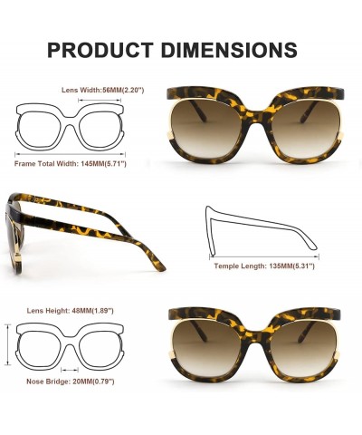 Retro Square Round Women Sunglasses Large Vintage Lady Shades B4091 Leopard $11.54 Round