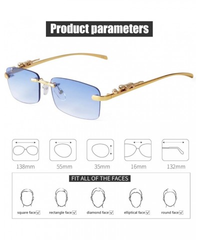 Retro Rimless Rectangle Sunglasses for Men Women Trendy Frameless Tinted Lens Eyewear Blue $9.87 Rectangular