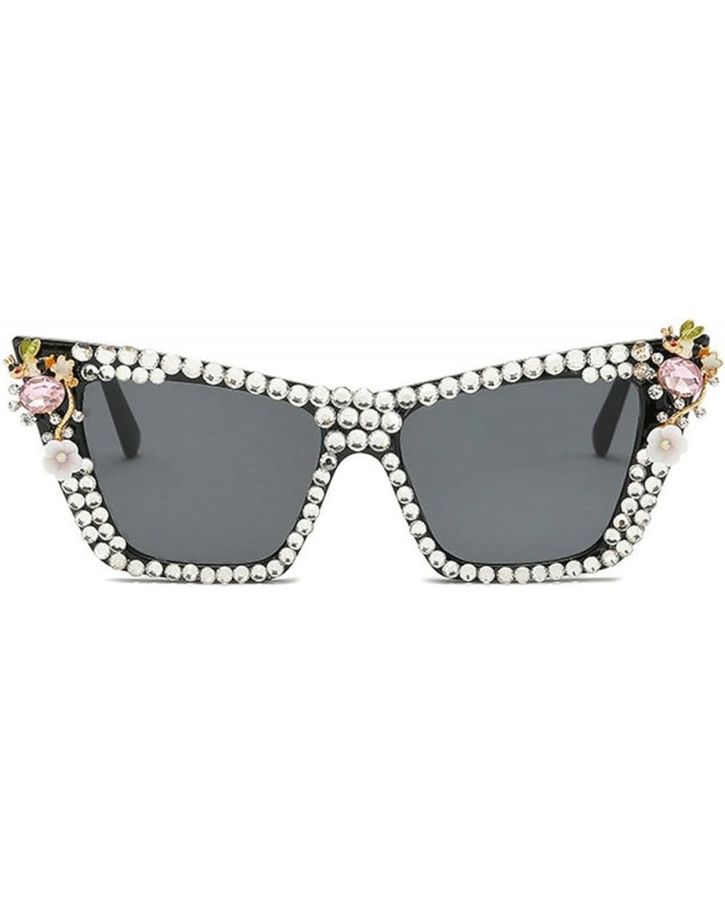 Fashion Cat Eye Diamond Sunglasses Women Rhinestones Oversized Bling Casuals Sun Glasses Retro Eyewear Black $10.37 Cat Eye