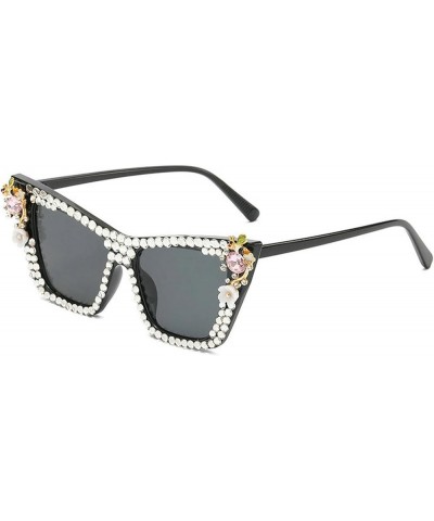 Fashion Cat Eye Diamond Sunglasses Women Rhinestones Oversized Bling Casuals Sun Glasses Retro Eyewear Black $10.37 Cat Eye