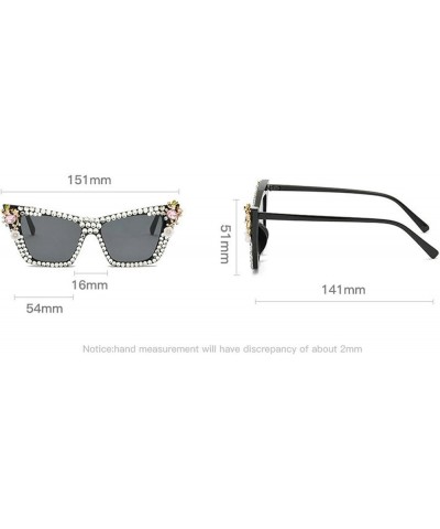 Fashion Cat Eye Diamond Sunglasses Women Rhinestones Oversized Bling Casuals Sun Glasses Retro Eyewear Black $10.37 Cat Eye