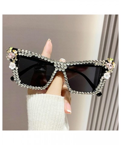 Fashion Cat Eye Diamond Sunglasses Women Rhinestones Oversized Bling Casuals Sun Glasses Retro Eyewear Black $10.37 Cat Eye